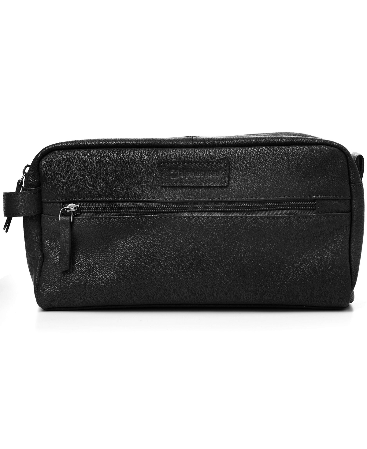 AlpineSwiss Sedona Toiletry Bag Genuine Leather Shaving Kit Dopp Kit Travel Case - Black