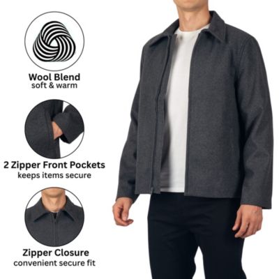 Men's Grant 28" Open Bottom Jacket Wool Blend JD Bomber Zippered Jacket