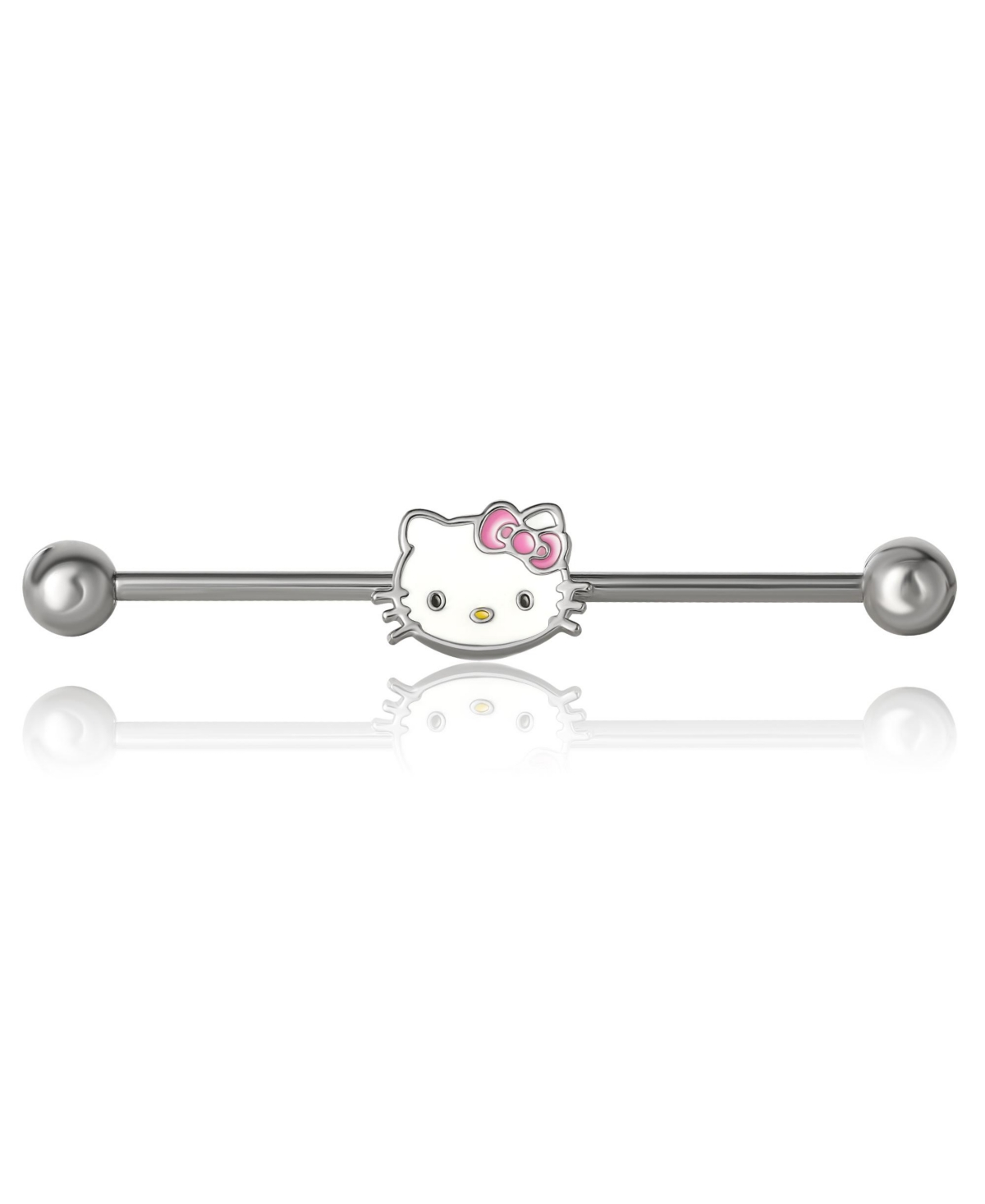Sanrio Womens Cartilage Earring Jewelry, Stainless Steel Piercing Element with Slide Charm, Official License - Silver tone, white
