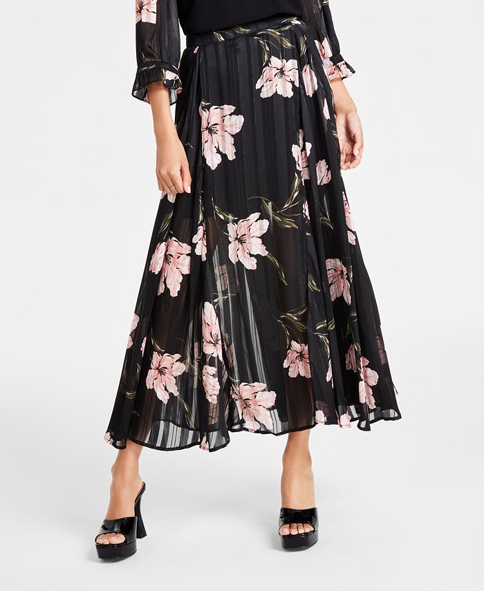 CeCe Women's Pleated Floral Maxi Skirt - Macy's