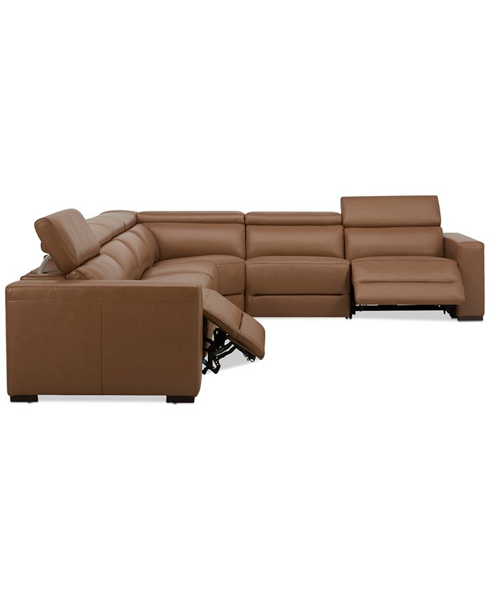 Furniture Nevio 157" 6Pc. Leather Sectional with 2 Power Recliners and
