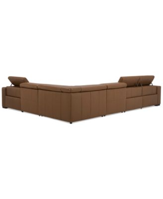 Nevio 157" 6-Pc. Leather Sectional with 3 Power Recliners and Headrests, Created For Macy's