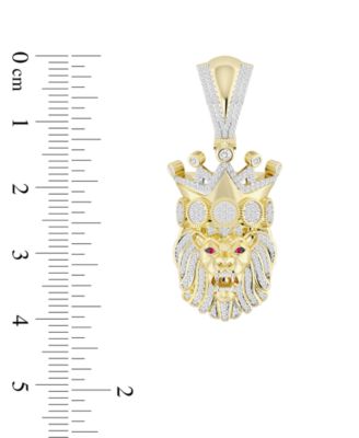 Men's Diamond (1/2 ct. t.w.) & Ruby Accent Lion King Pendant in 14k Gold-Plated Sterling Silver