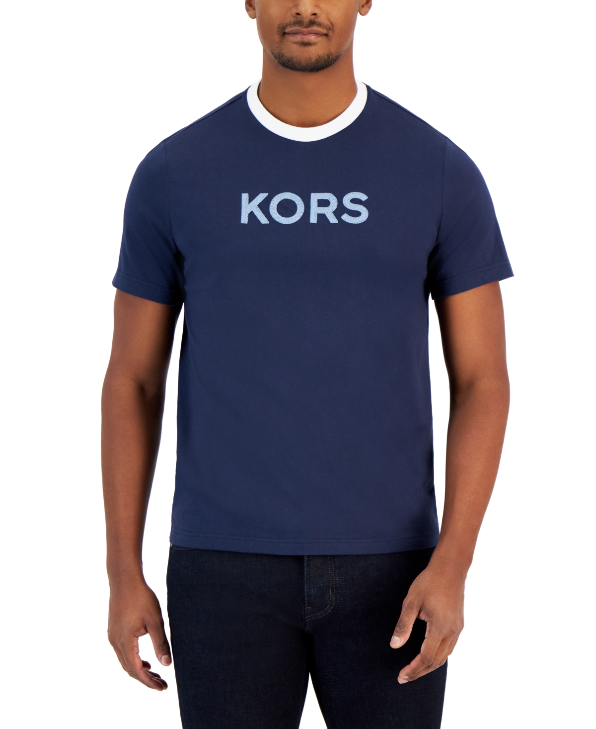 Michael Kors Men's Short Sleeve Crewneck Logo T-shirt In Midnight