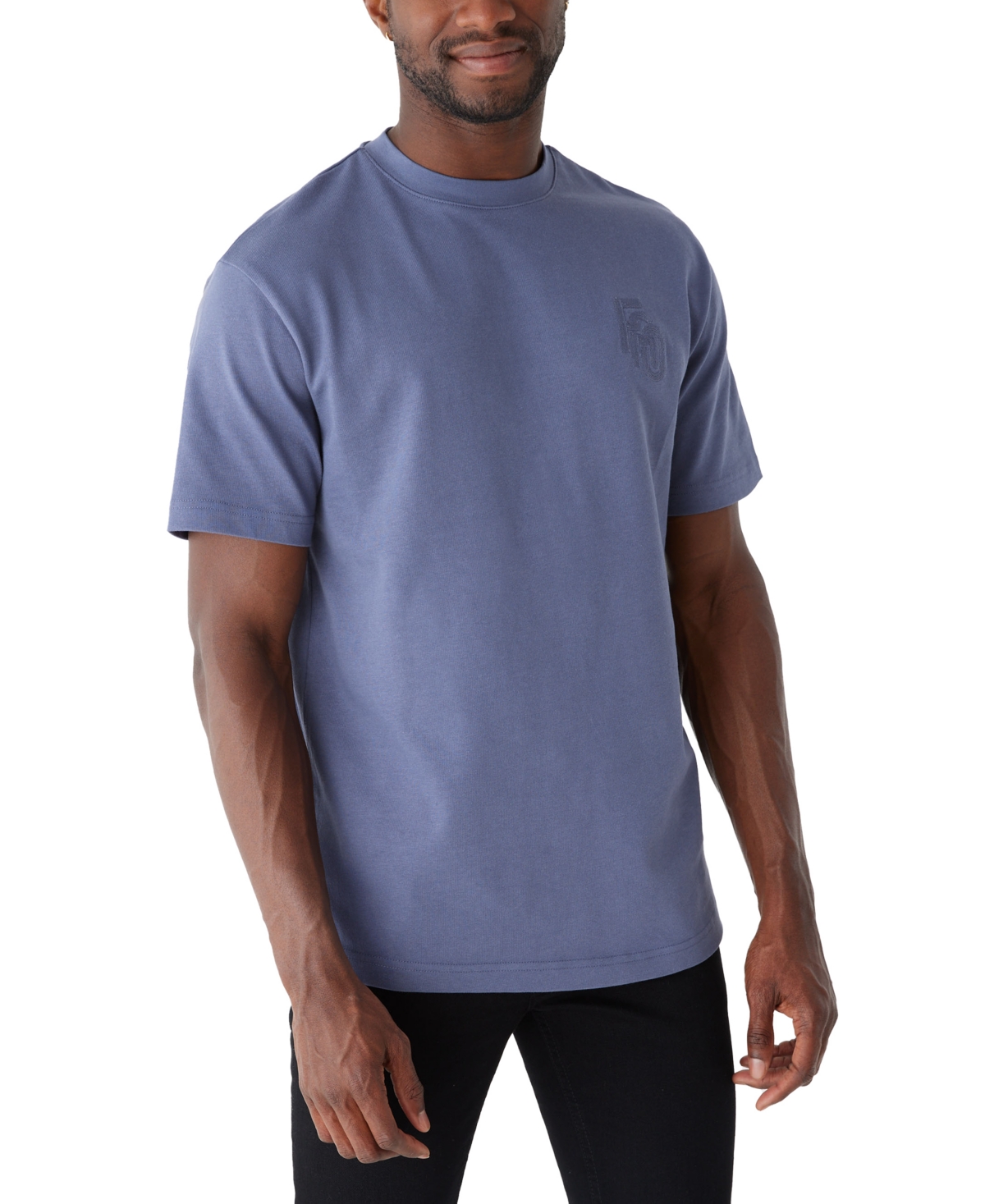 Men's Relaxed Fit Short Sleeve Embroidered Crewneck T-Shirt - Nightshadow Blue