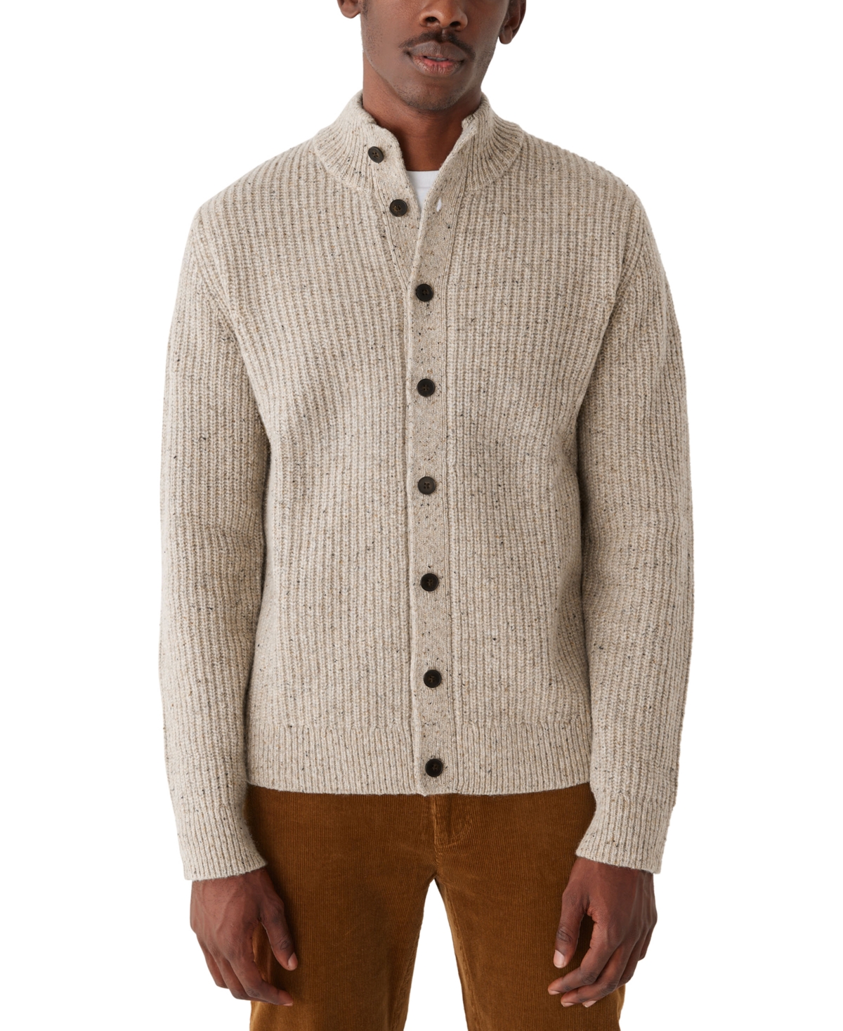 Men's The Donegal Relaxed Fit Button-Front Ribbed Sweater - Beige
