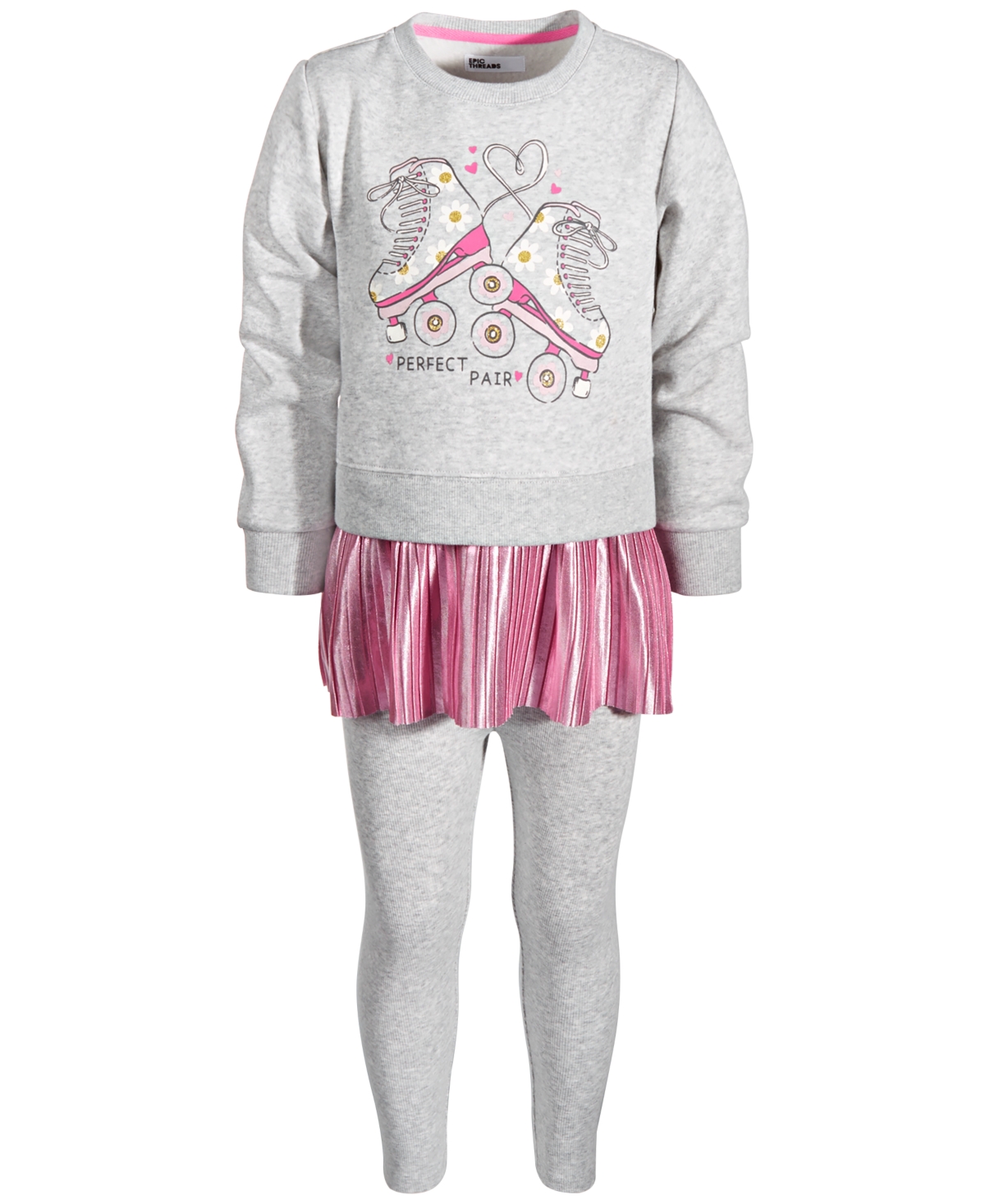 Epic Threads Kids' Little Girls Perfect Pair Peplum Top And Leggings, 2 Piece Set, Created For Macy's In Slate Hthr