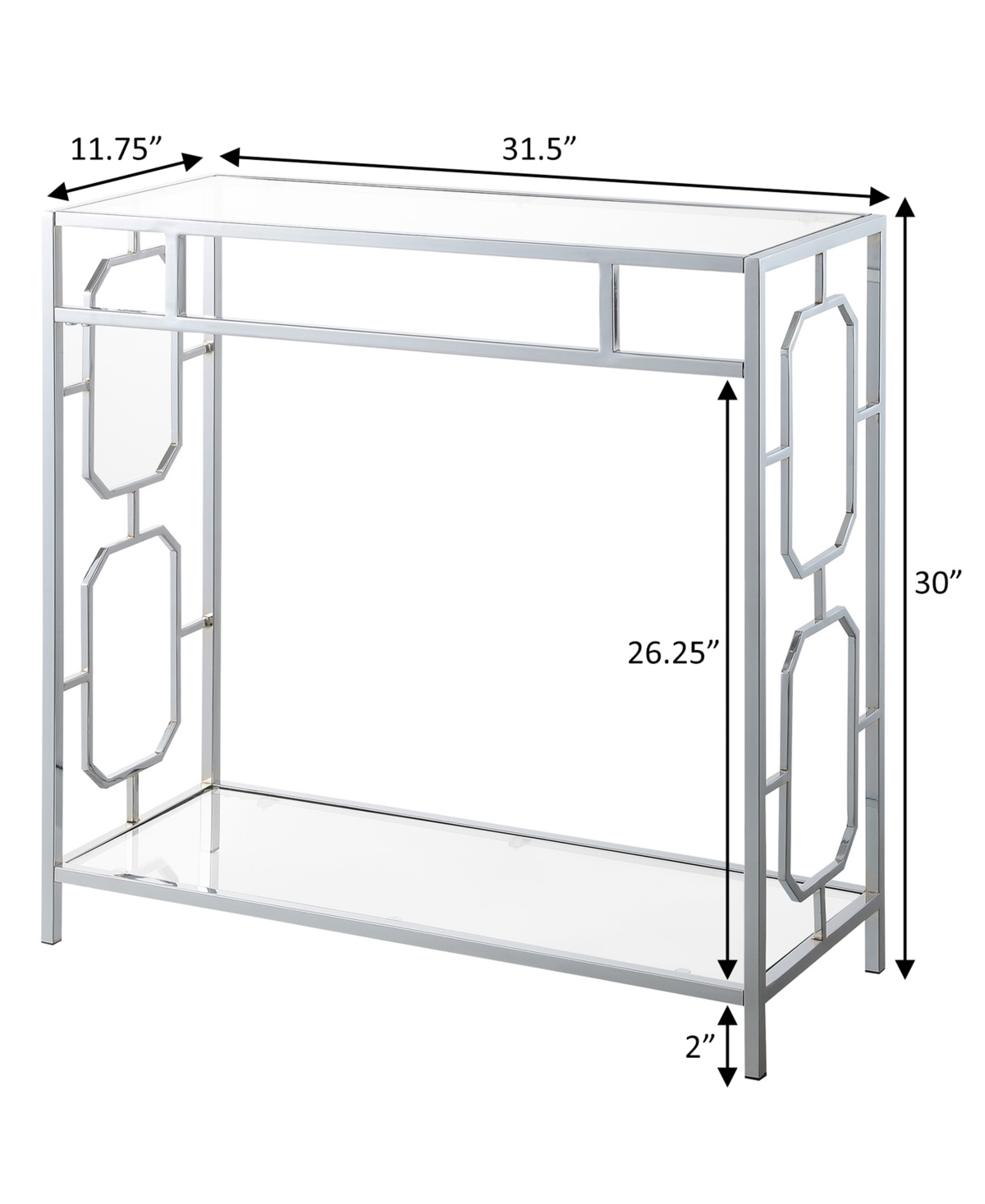 Convenience Concepts 31.5" Omega Glass Hall Table With Shelf In Glass,chrome