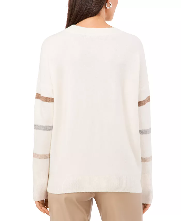 Women's Cozy Crewneck Sequin-Stripe Long-Sleeve Sweater - thumbnail 5