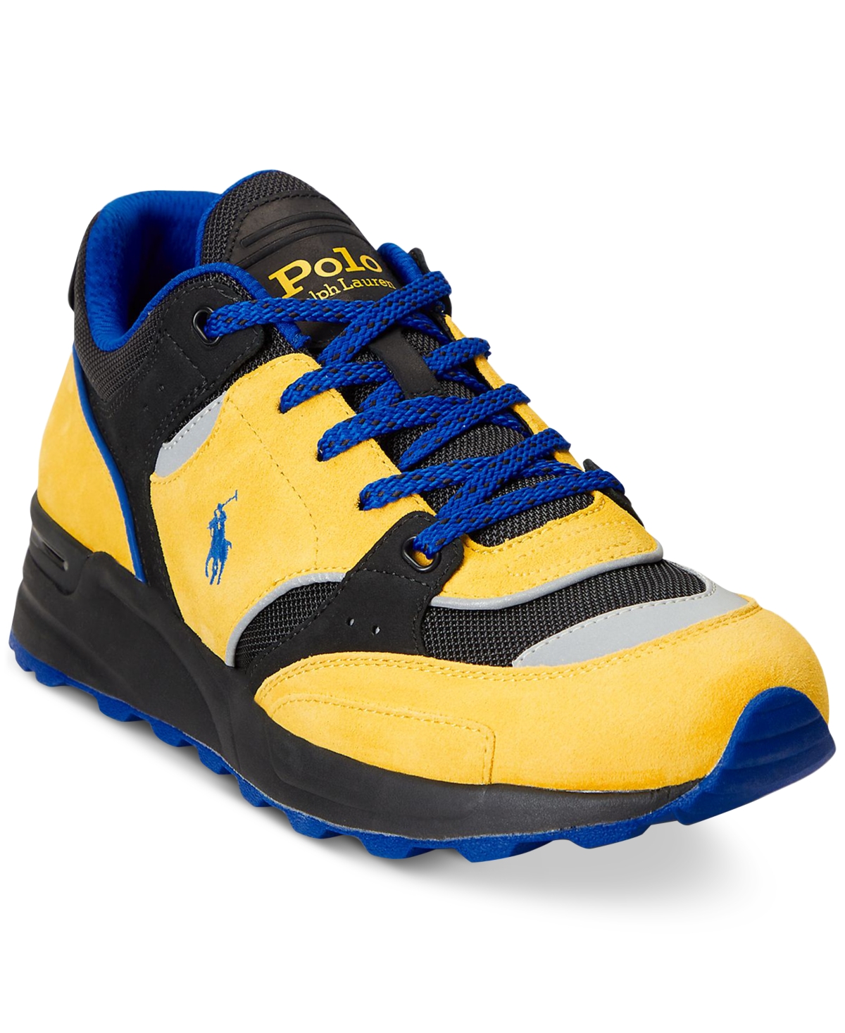 Polo Ralph Lauren Men's Trackster 200 Sneaker In Black,yellow,royal