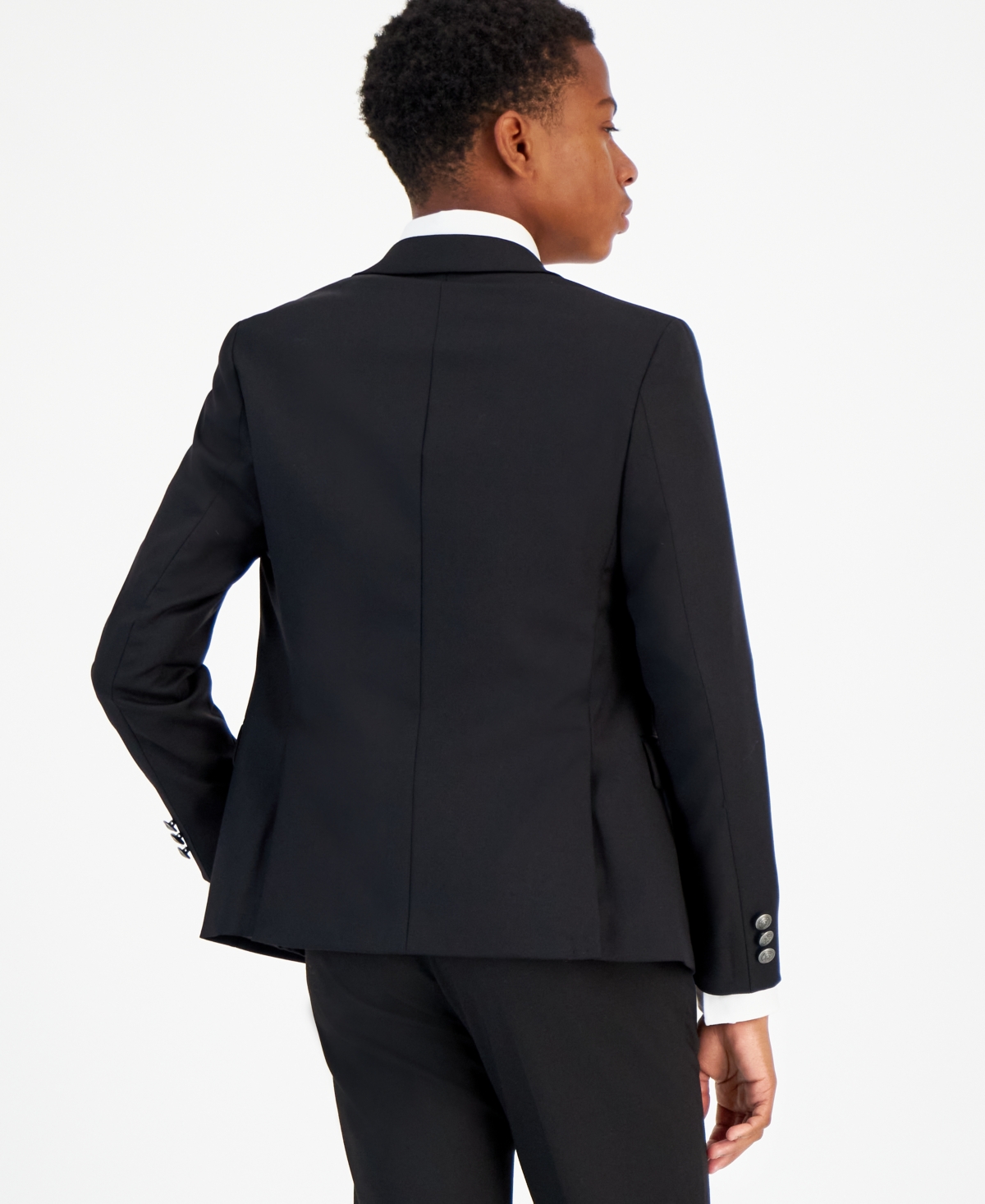 Shop Lauren Ralph Lauren Big Boys Wool Blend Stretch Suit Jacket In Black