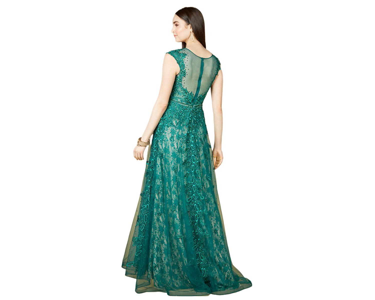 Women's Inspired Lace Gown with Cap Sleeves