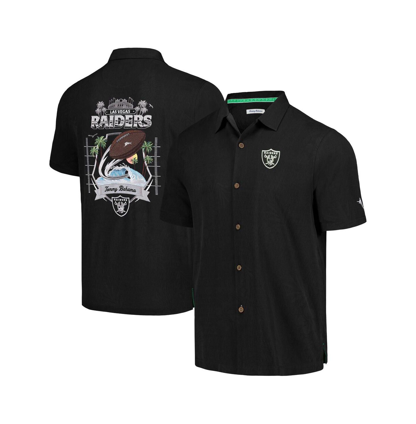 Мужская рубашка Tommy Bahama Black Las Vegas Raiders Tidal Kickoff Camp Button-Up — фото 1