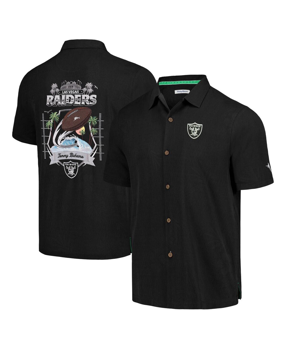 Shop Tommy Bahama Men's  Black Las Vegas Raiders Tidal Kickoff Camp Button-up Shirt