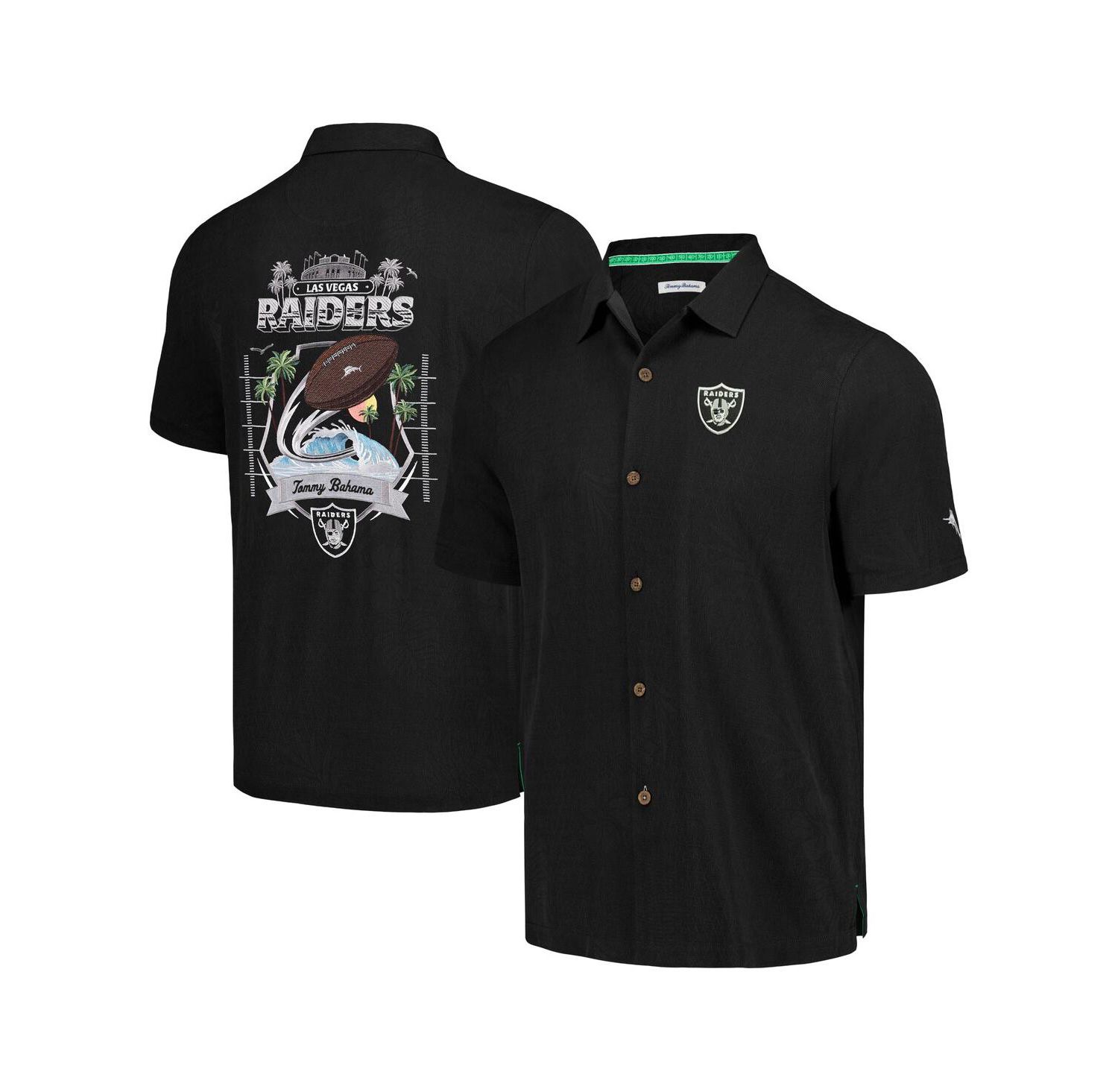 Men's Black Las Vegas Raiders Tidal Kickoff Camp Button-Up Shirt