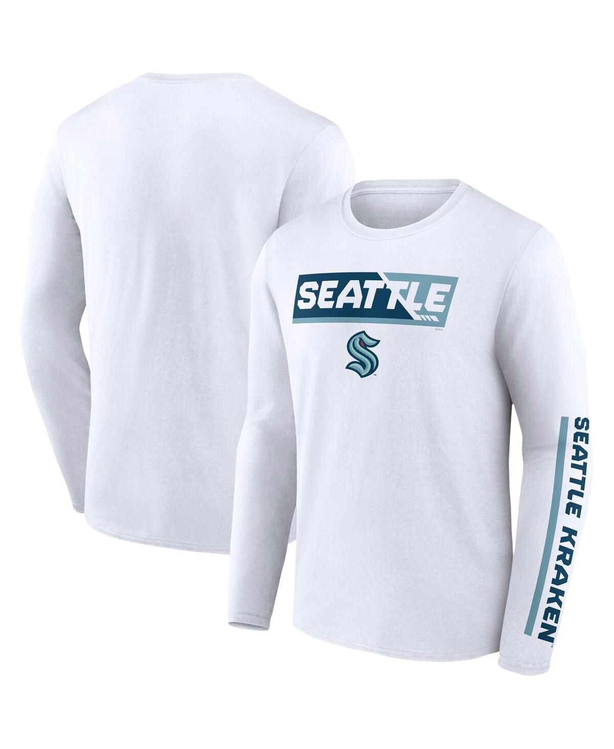 Fanatics Men's  White Seattle Kraken Breakaway Combo Long Sleeve T-shirt