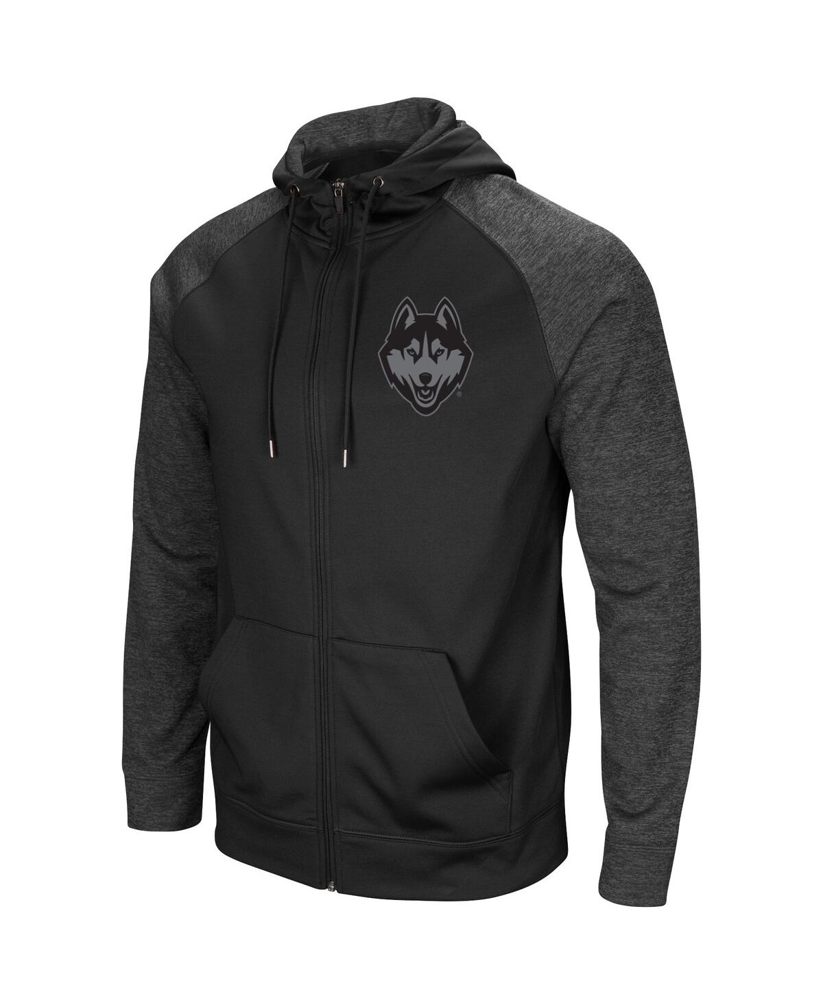 Colosseum Black Uconn Huskies Blackout 3.0 Tonal Raglan Full-zip Hoodie In Black