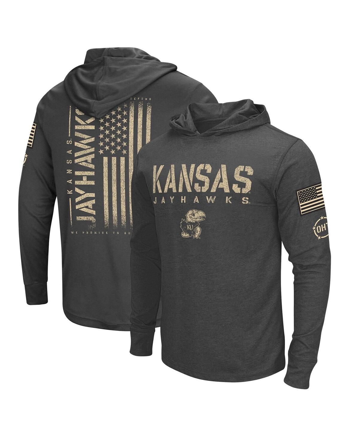 Мужская футболка с капюшоном и длинным рукавом Appreciation Hoodie в стиле милитари от команды Kansas Jayhawks Team OHT, выполненная в угольном стиле.