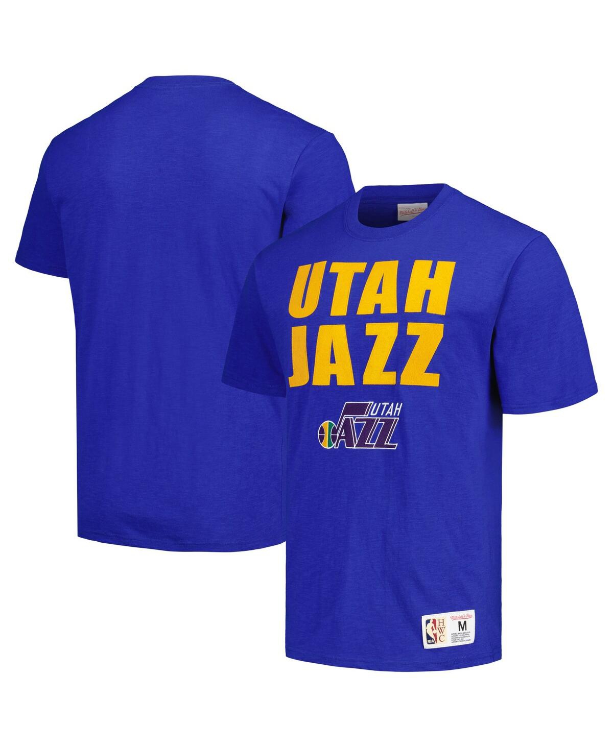 Shop Mitchell & Ness Men's  Royal Distressed Utah Jazz Hardwood Classics Legendary Slub T-shirt