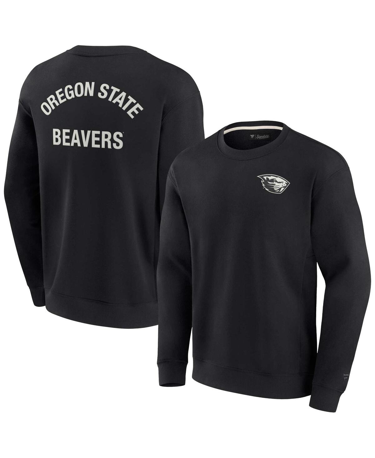 Shop Fanatics Signature Men's And Women's  Black Oregon State Beavers Super Soft Pullover Crew Sweatshirt