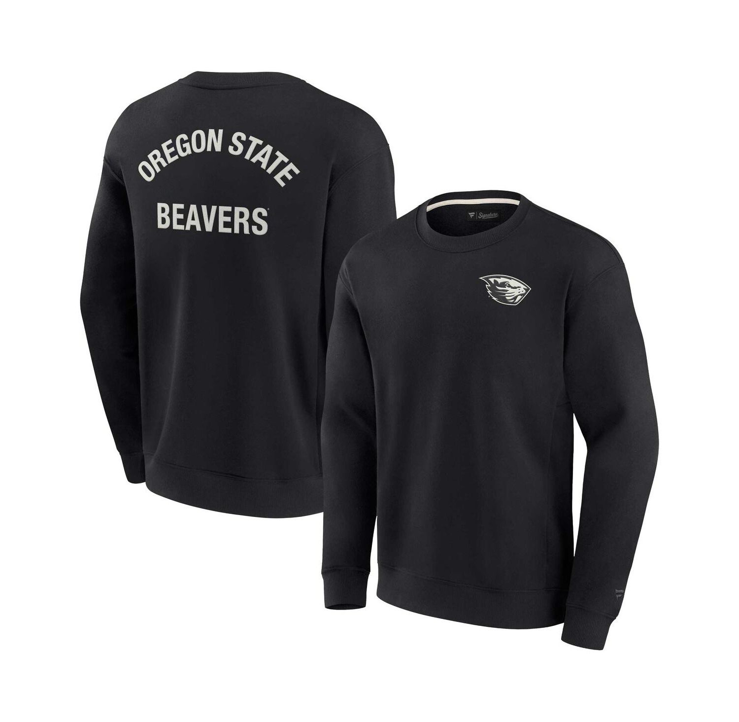 Men's and Women's Black Oregon State Beavers Super Soft Pullover Crew Sweatshirt