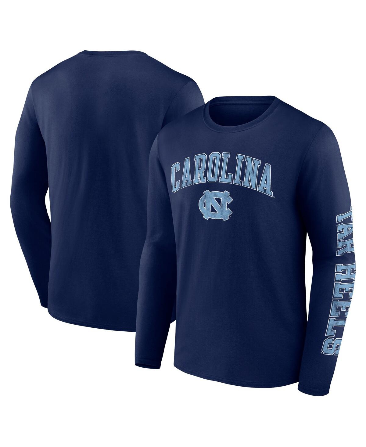 Fanatics Men's  Navy North Carolina Tar Heels Distressed Arch Over Logo Long Sleeve T-shirt In Navy