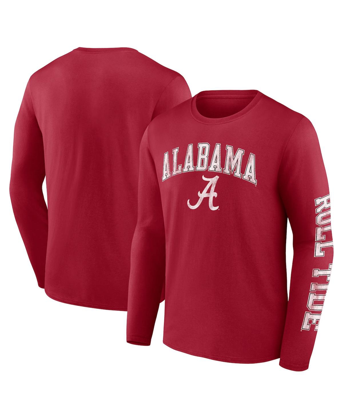 Fanatics Men's  Crimson Alabama Crimson Tide Distressed Arch Over Logo Long Sleeve T-shirt