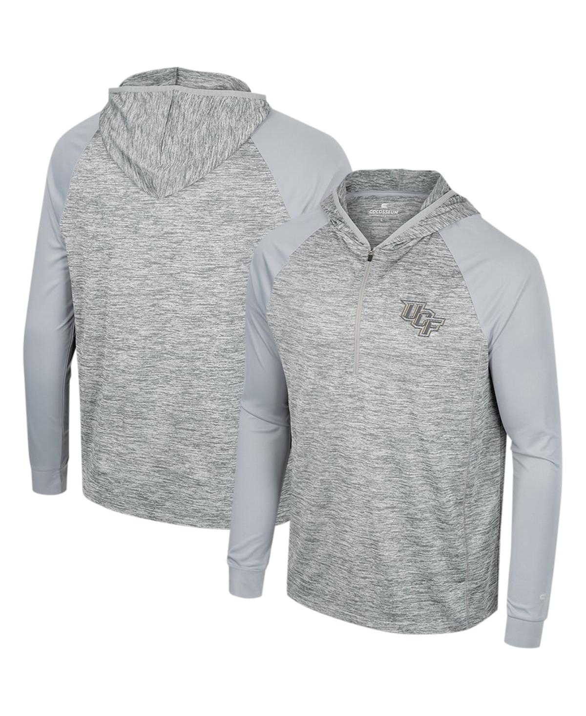 Colosseum Men's  Gray Ucf Knights Cybernetic Raglan Quarter-zip Hooded Top In Gray