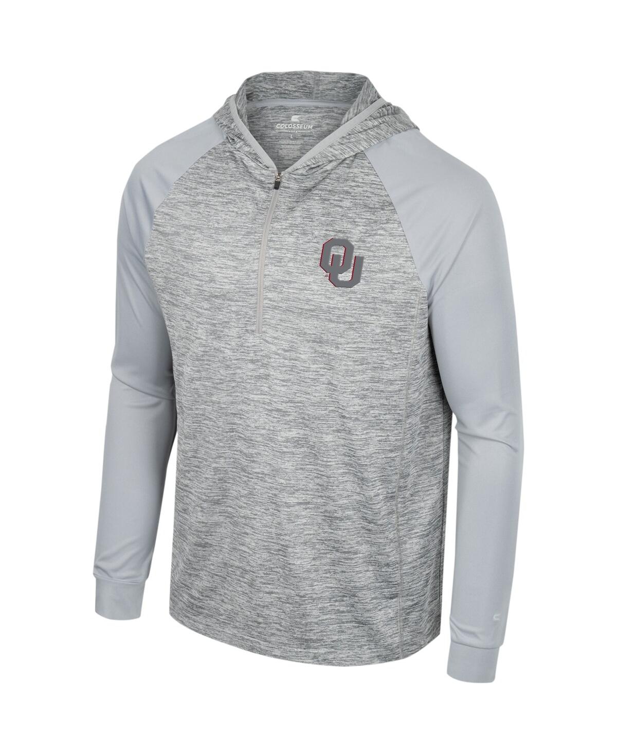 Colosseum Men's  Gray Oklahoma Sooners Cybernetic Raglan Quarter-zip Hooded Top In Gray