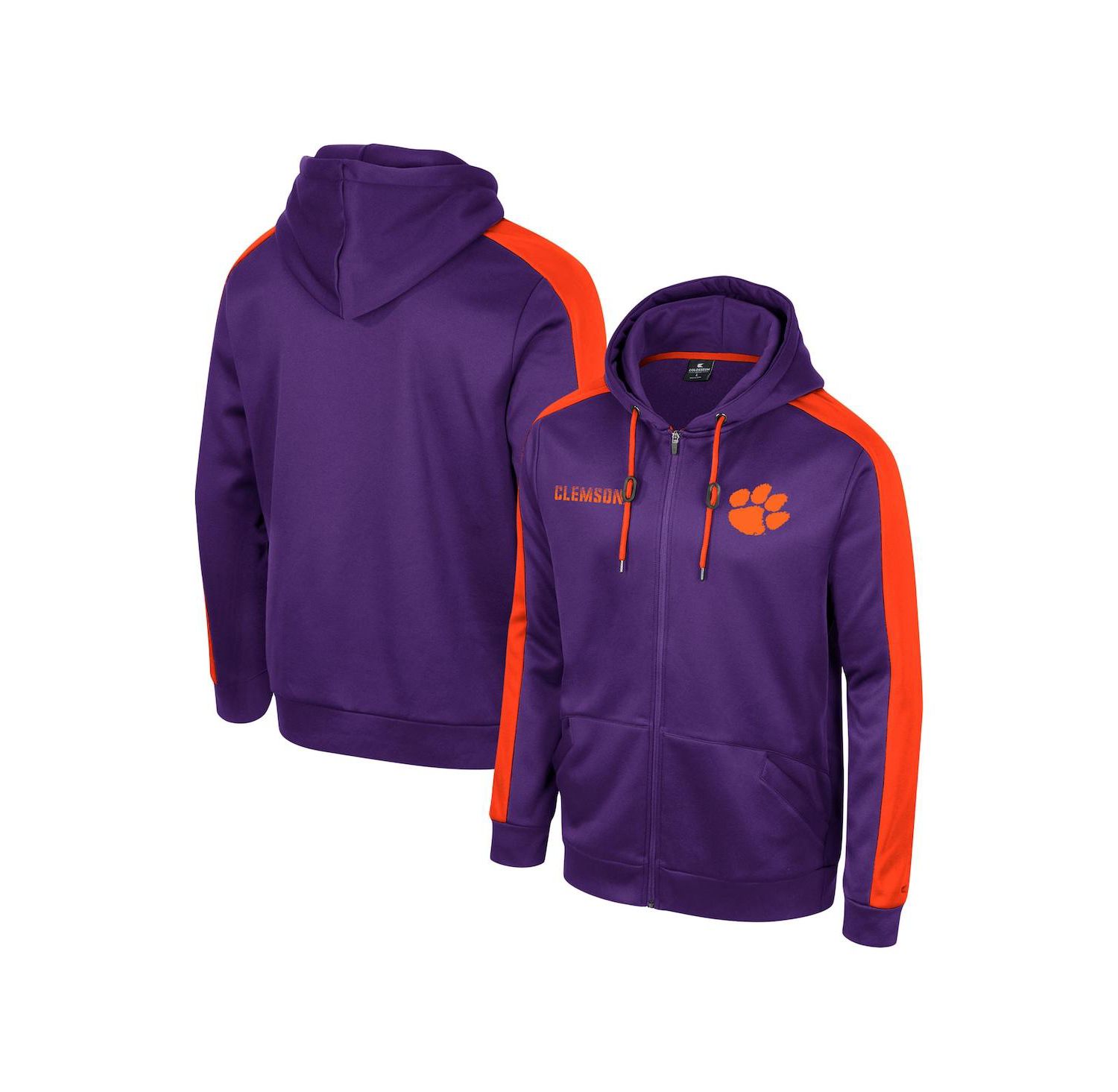 Men's Purple Clemson Tigers Reese Full-Zip Hoodie