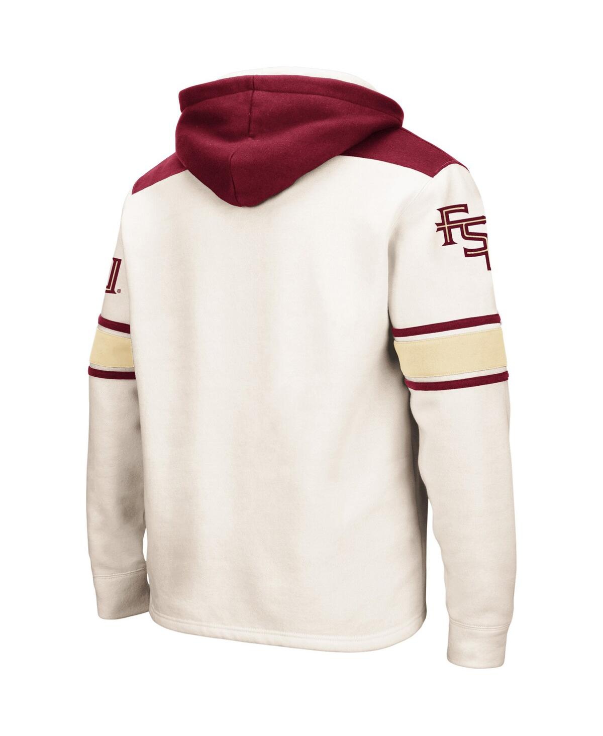 Colosseum Cream Florida State Seminoles Big & Tall Hockey Lace-up Pullover Hoodie In Cream