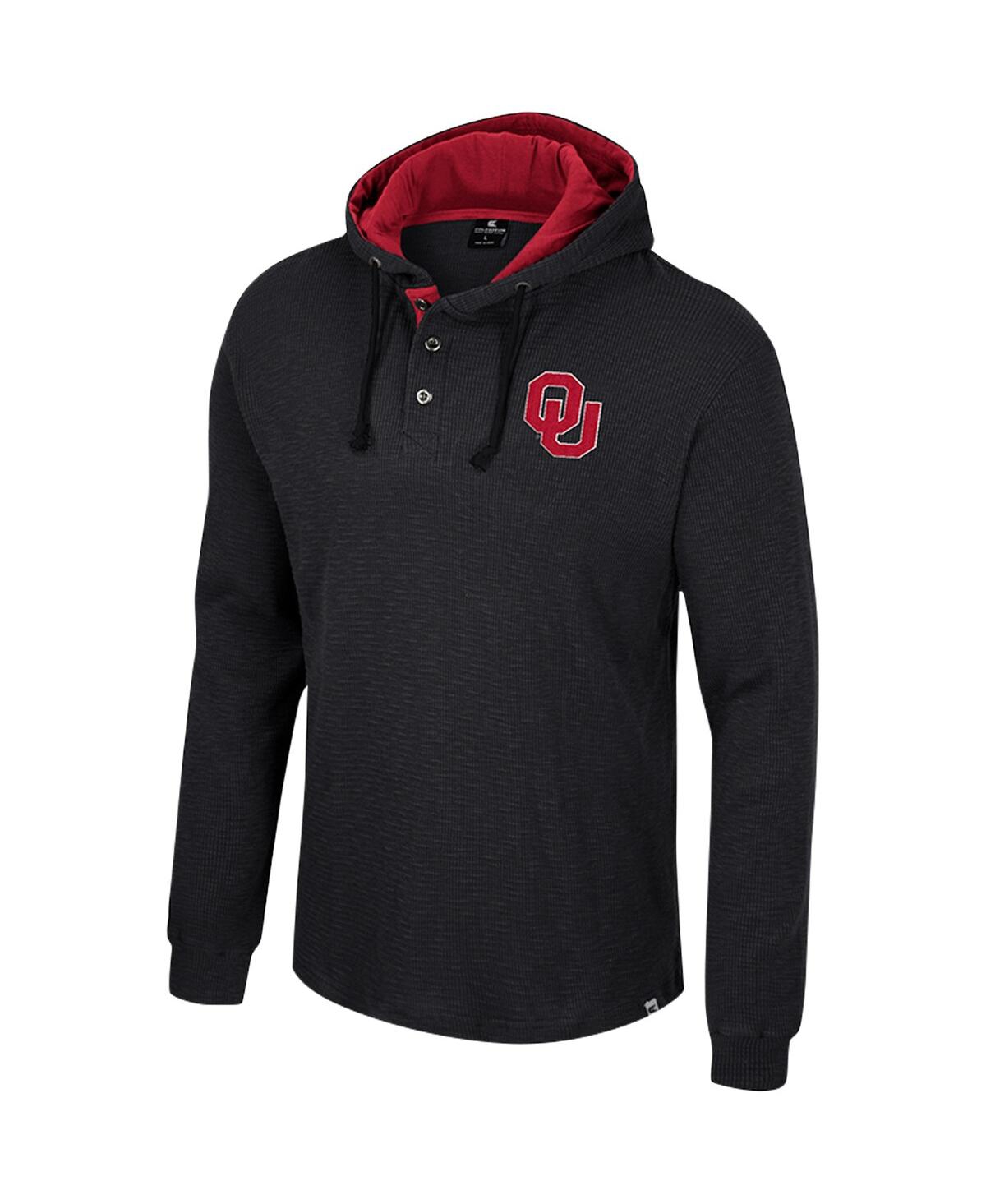 Colosseum Men's  Black Oklahoma Sooners Affirmative Thermal Hoodie Long Sleeve T-shirt In Black