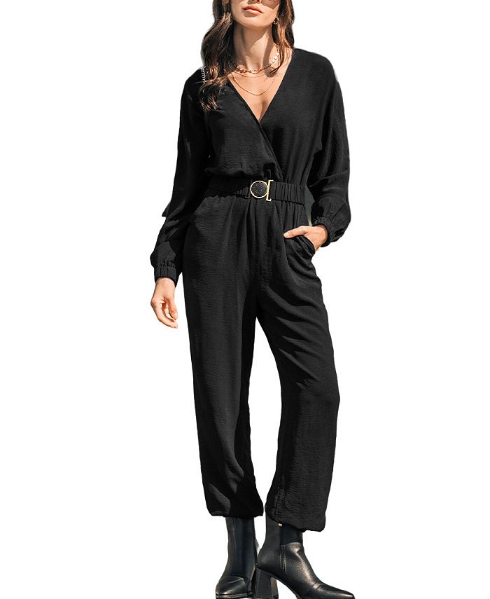 CUPSHE Women's Onyx Belted Jogger Jumpsuit Macy's