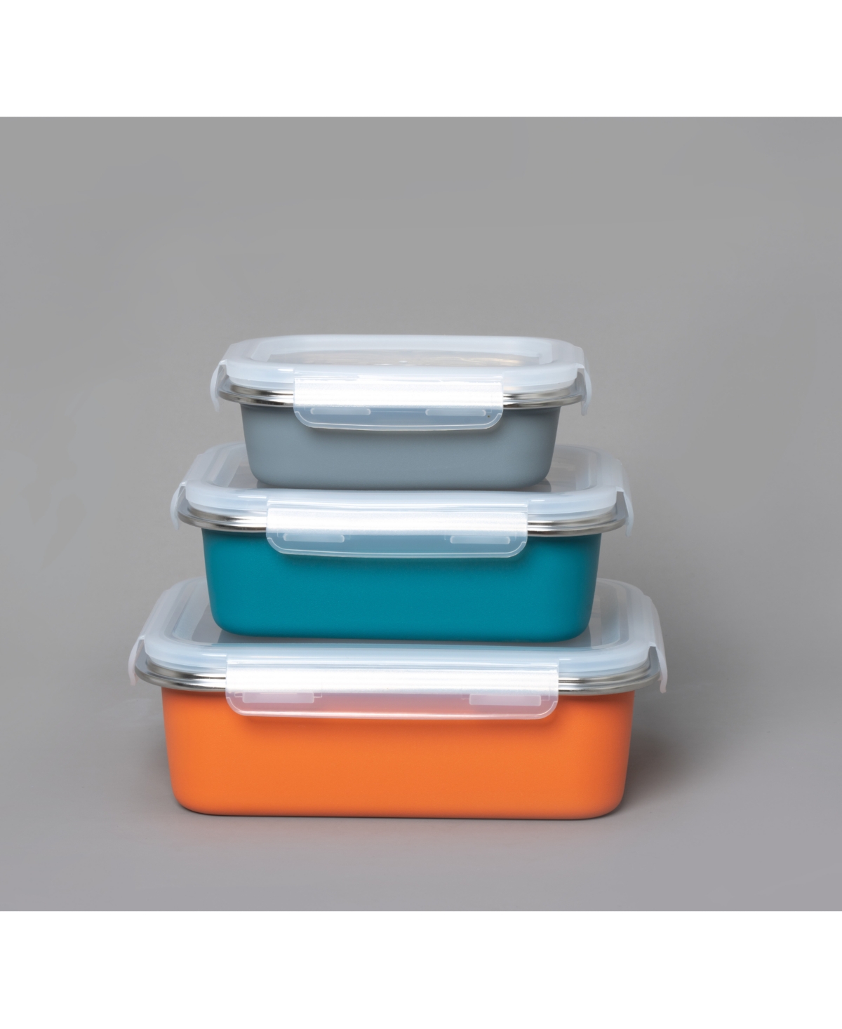 Shop Genicook 3 Pc Container Nestable Stainless Steel Set With Locking Lids In Multicolor