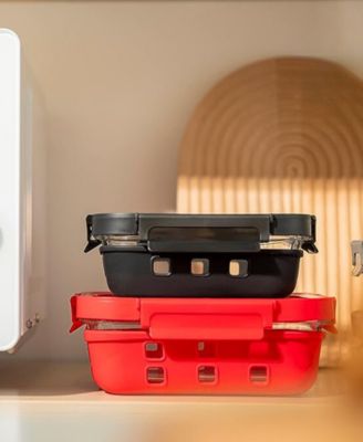 3 Pc Borosilicate Glass Container Set with Glass Lids and Silicone Wrap