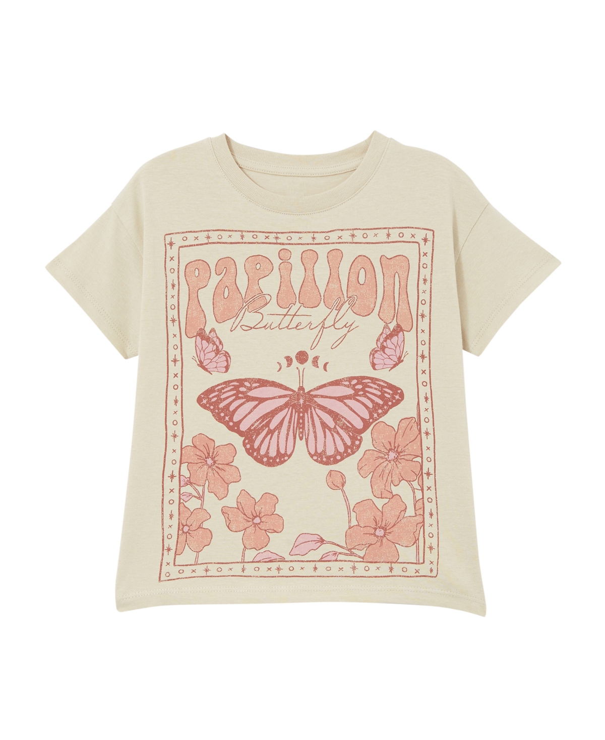 Cotton On Kids' Big Girls Poppy Short Sleeve Print T-shirt In Rainy Day,papillion Butterfly