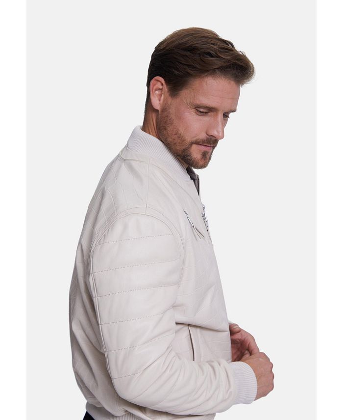 Furniq UK Men's Fashion Leather Jacket, Beige - Macy's