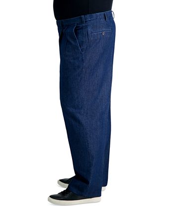 Haggar Men's Big & Tall Stretch Denim Classic-Fit Pleated Pants