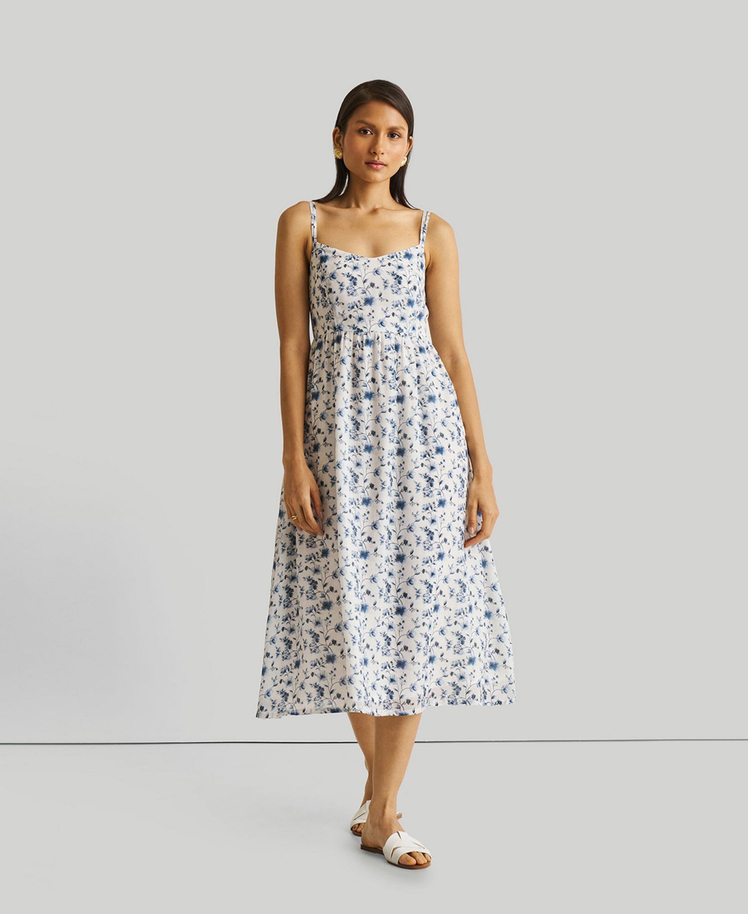 Women's Strappy Gathered Midi Dress
