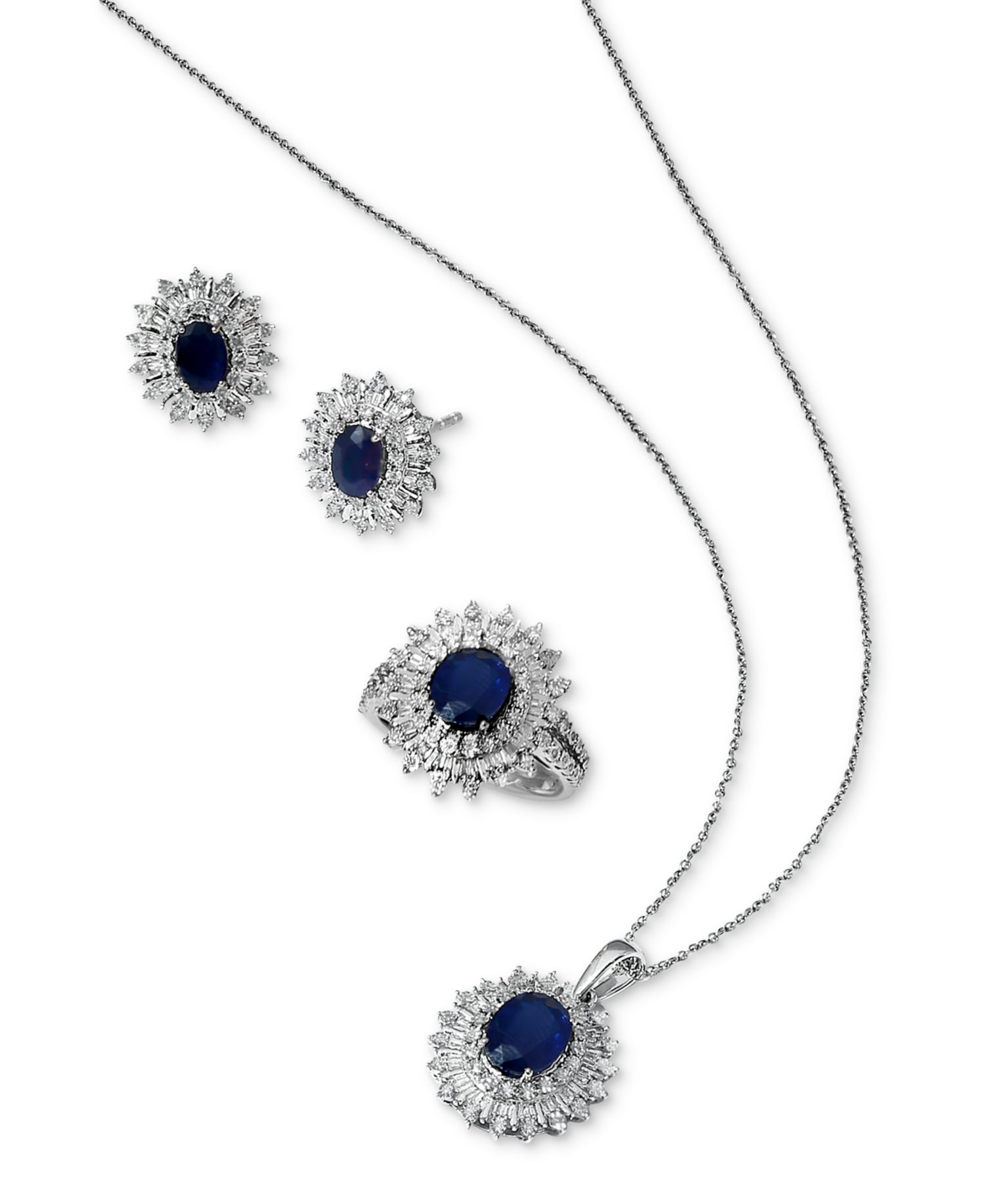EFFY® Ruby (1-7/8 ct. t.w.) & Diamond (1/4 ct. t.w.) Halo Statement Ring in 14k White Gold (Also in Sapphire and Emerald)