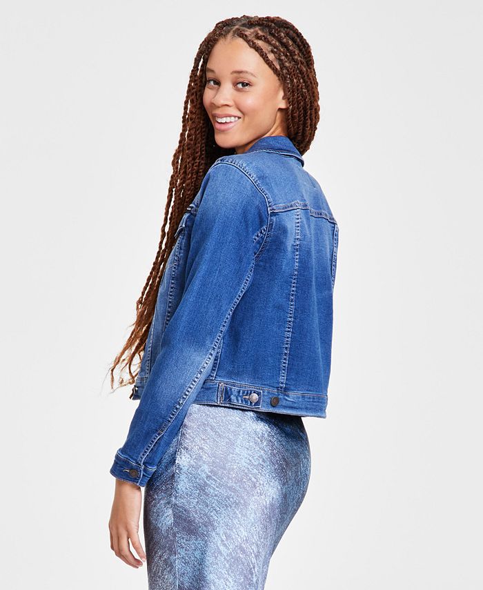 Calvin Klein Jeans Petite Basic Denim Trucker Jacket Retro Stretchy >>> s or m