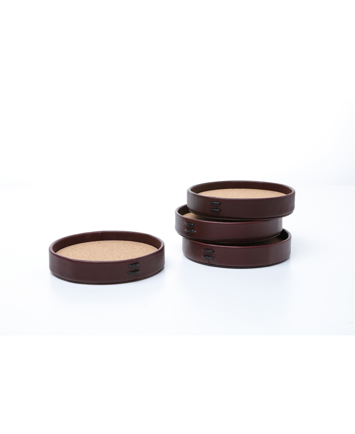 Liiton Leather Coasters, Set Of 4 In Brown