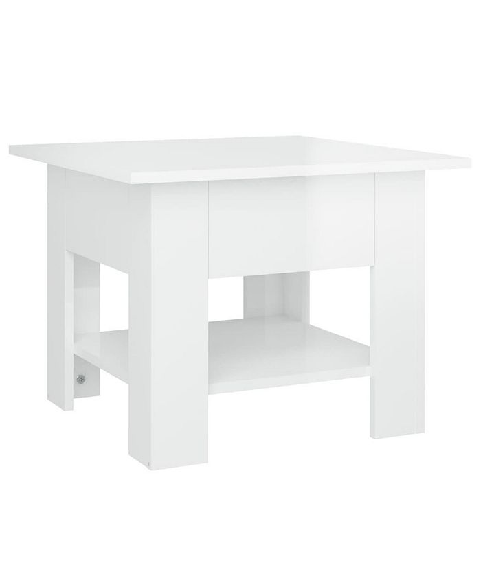 vidaXL Coffee Table High Gloss White 21.7"x21.7"x16.5" Engineered Wood Macy's