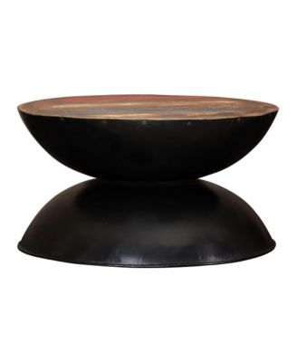 Coffee Table Solid Reclaimed Wood Black Base 23.6"x23.6"x13"