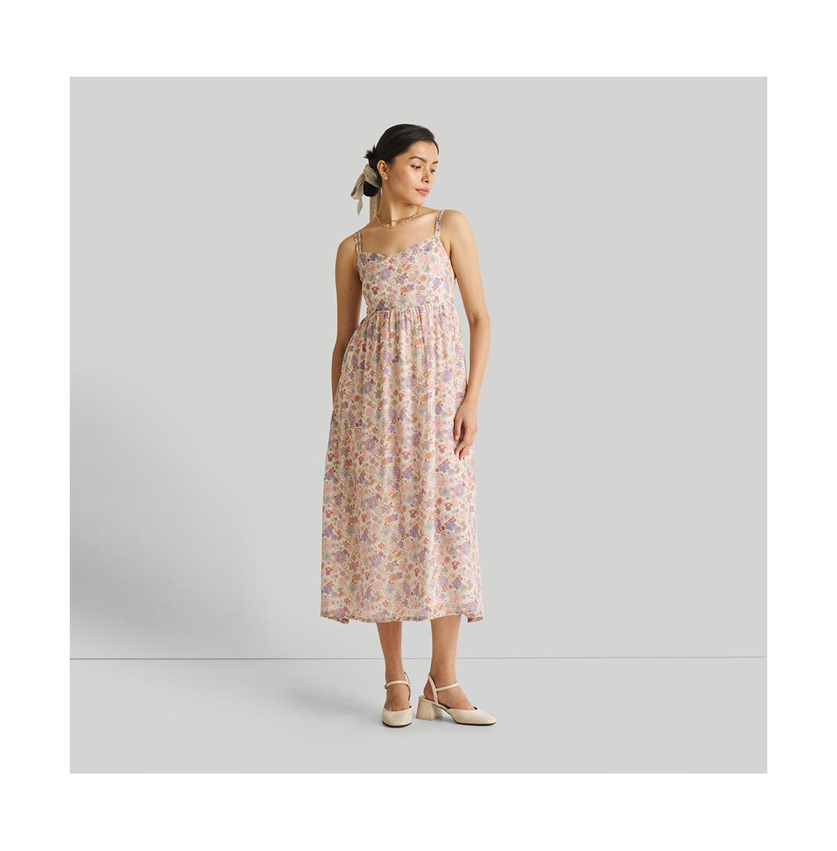 Strappy Gathered Midi Dress - Remixed florals