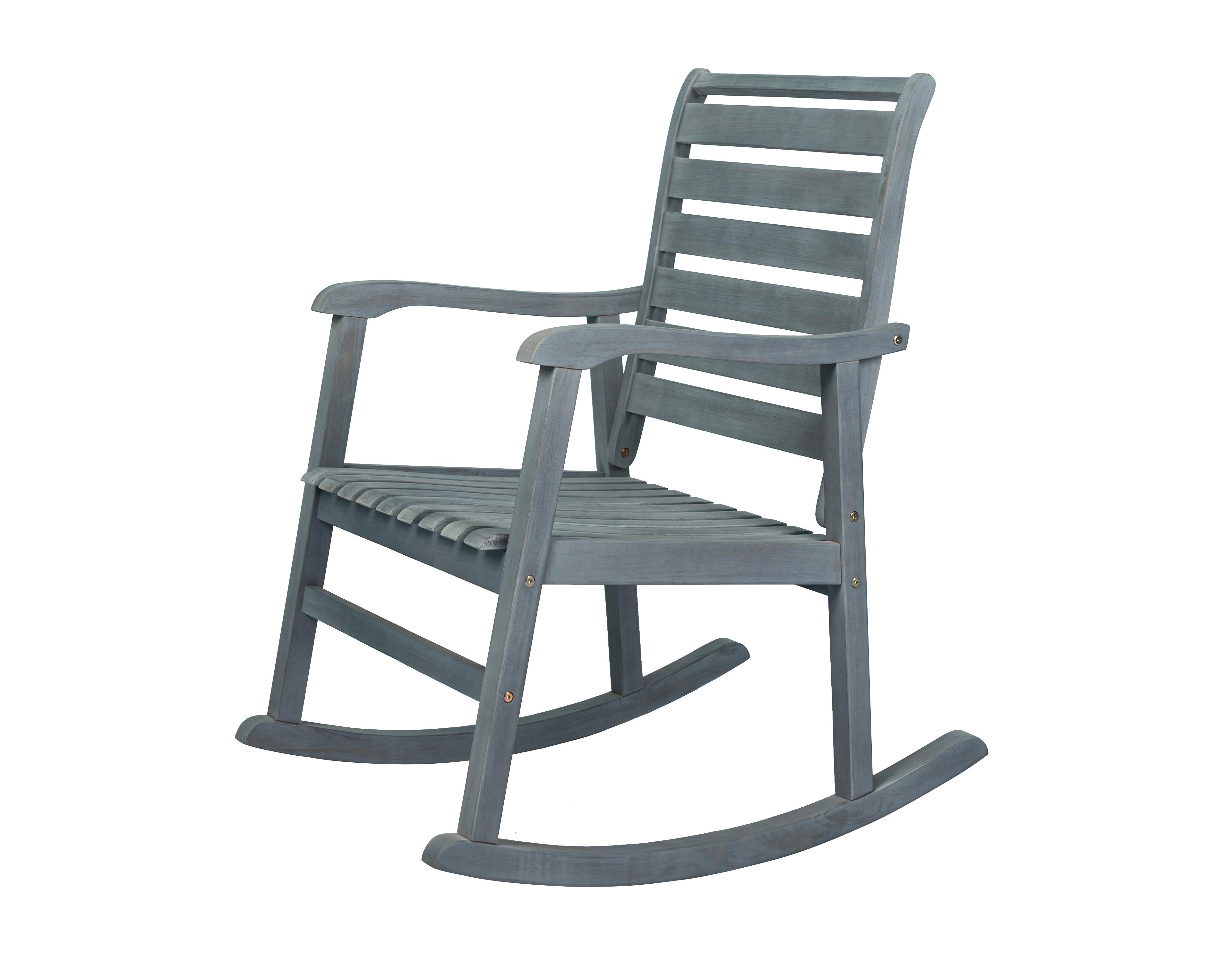 Carey Modern Slat Back Acacia Wood Patio Outdoor Rocking Chair