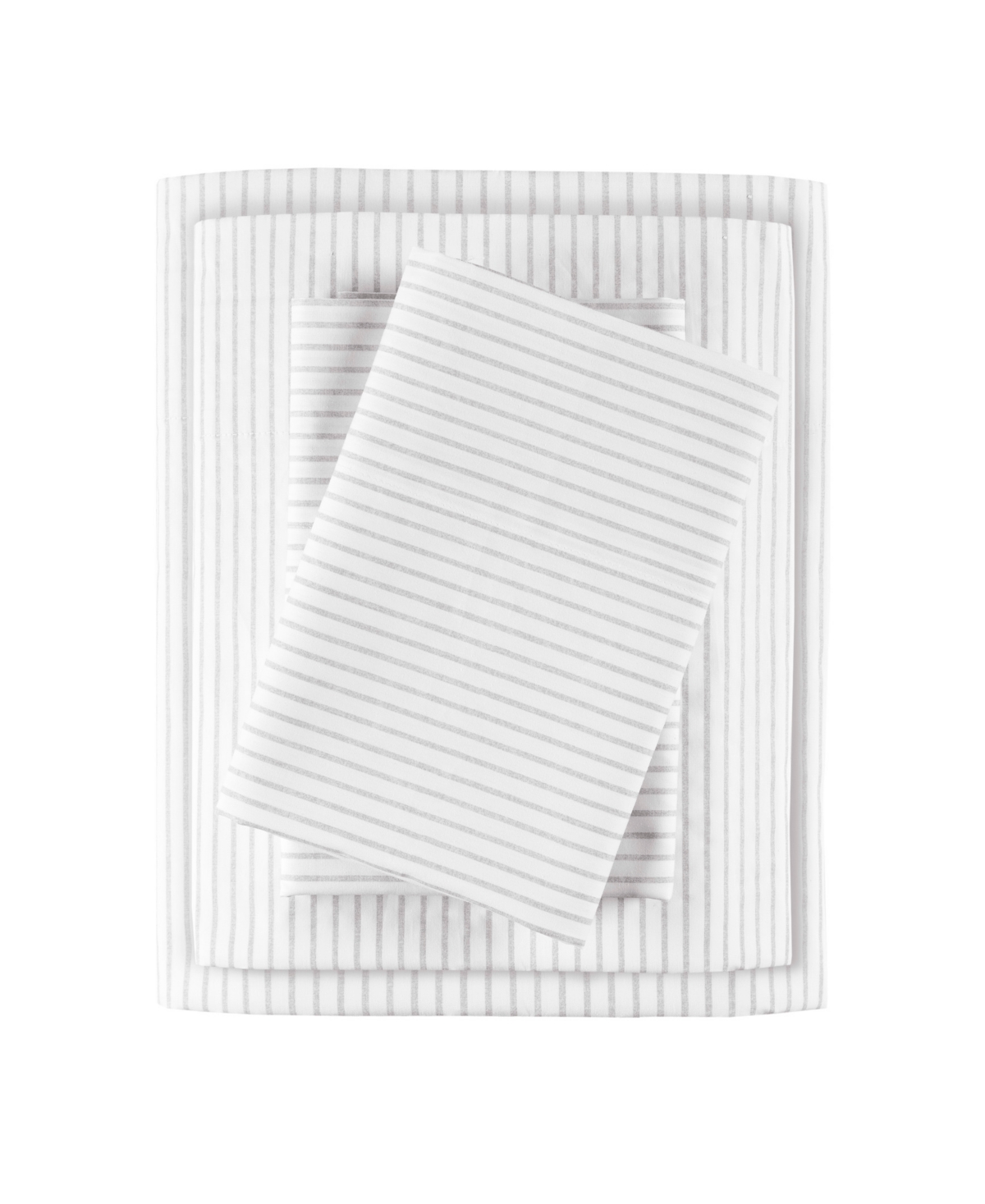 Madison Park Essentials 200 Thread Count Printed Cotton Sheet Set, Queen In Gray Stripe