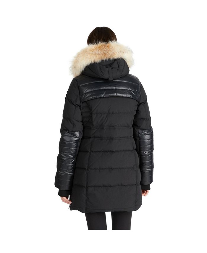 Pajar Women's Alia Mixed Media Quilted Parka with Detachable Hood Fur
