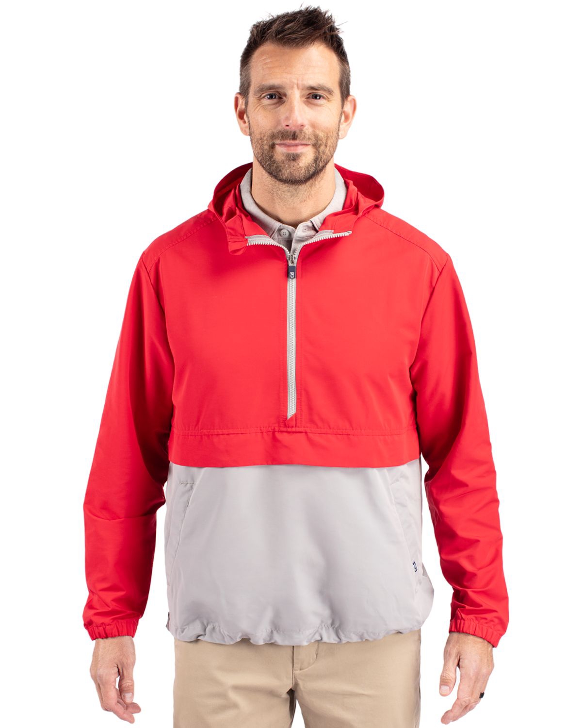 Cutter & Buck Men's Charter Eco Recycled Anorak Jacket - Red/polished