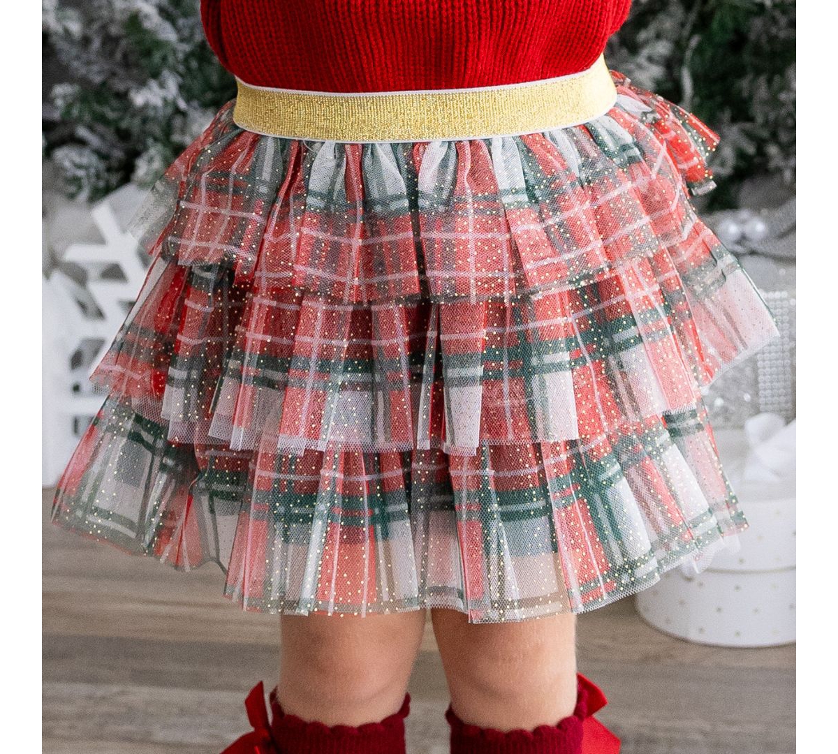 Sweet Wink Little and Big Girls Christmas Plaid Tiered Tutu